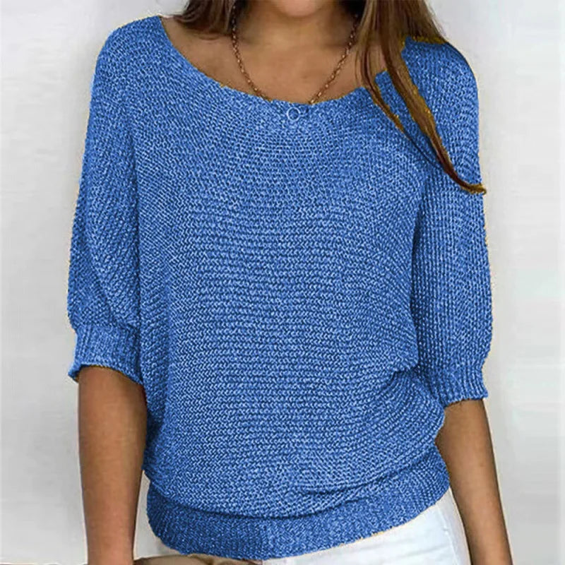 Elegant Spliced Knit Sweater for Women