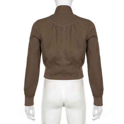 Retro Glow Turtleneck Crop Bomber