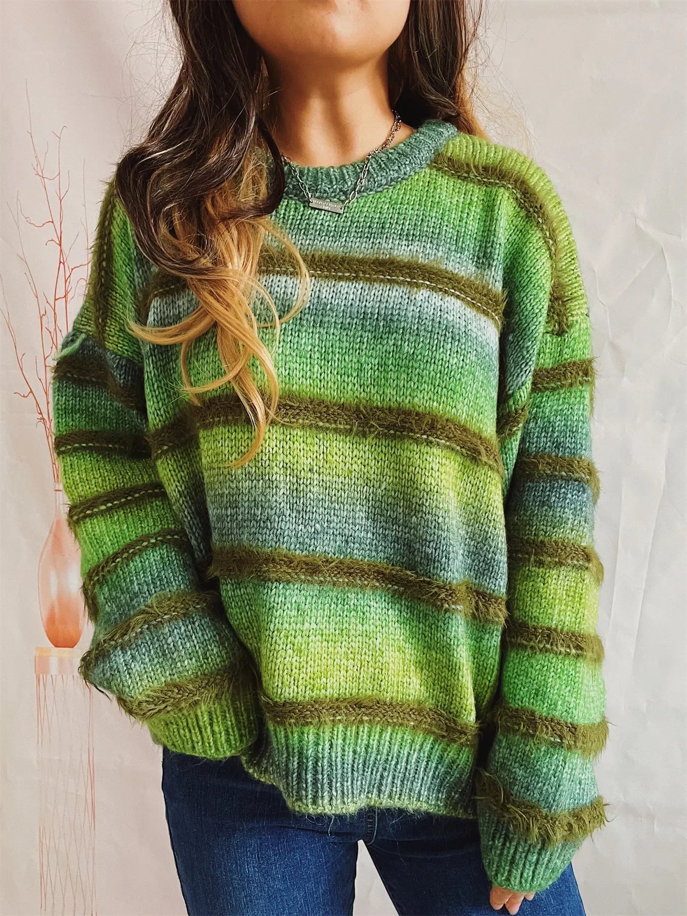 Cozy Gradient Stripe Knit Sweater