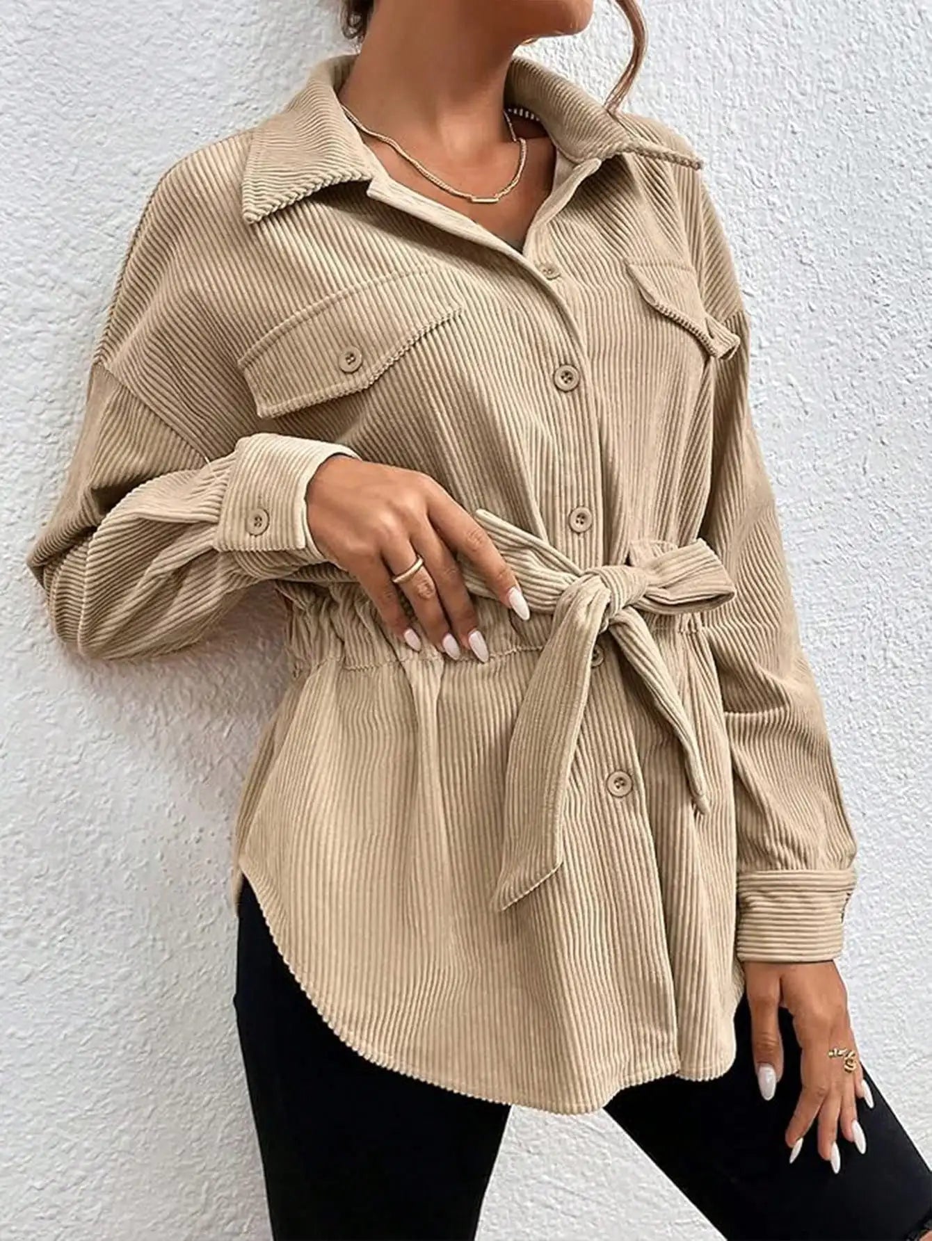 Long Sleeve Belted Coat