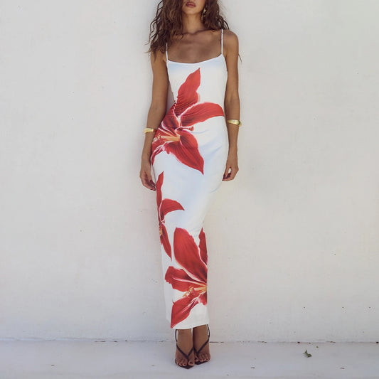 Floral Spaghetti Strap Bodycon Dress