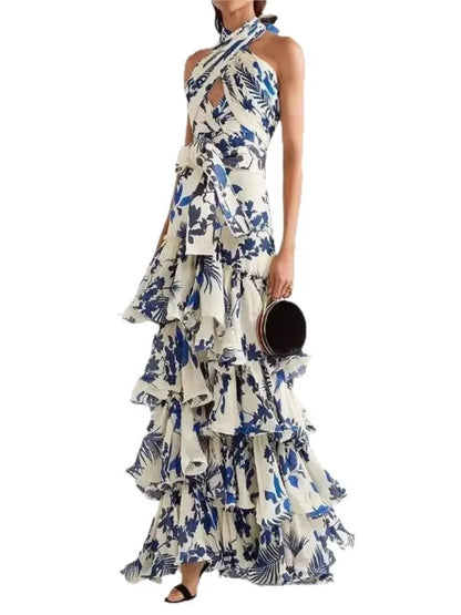 Floral Desire Ruffle Halter Dress