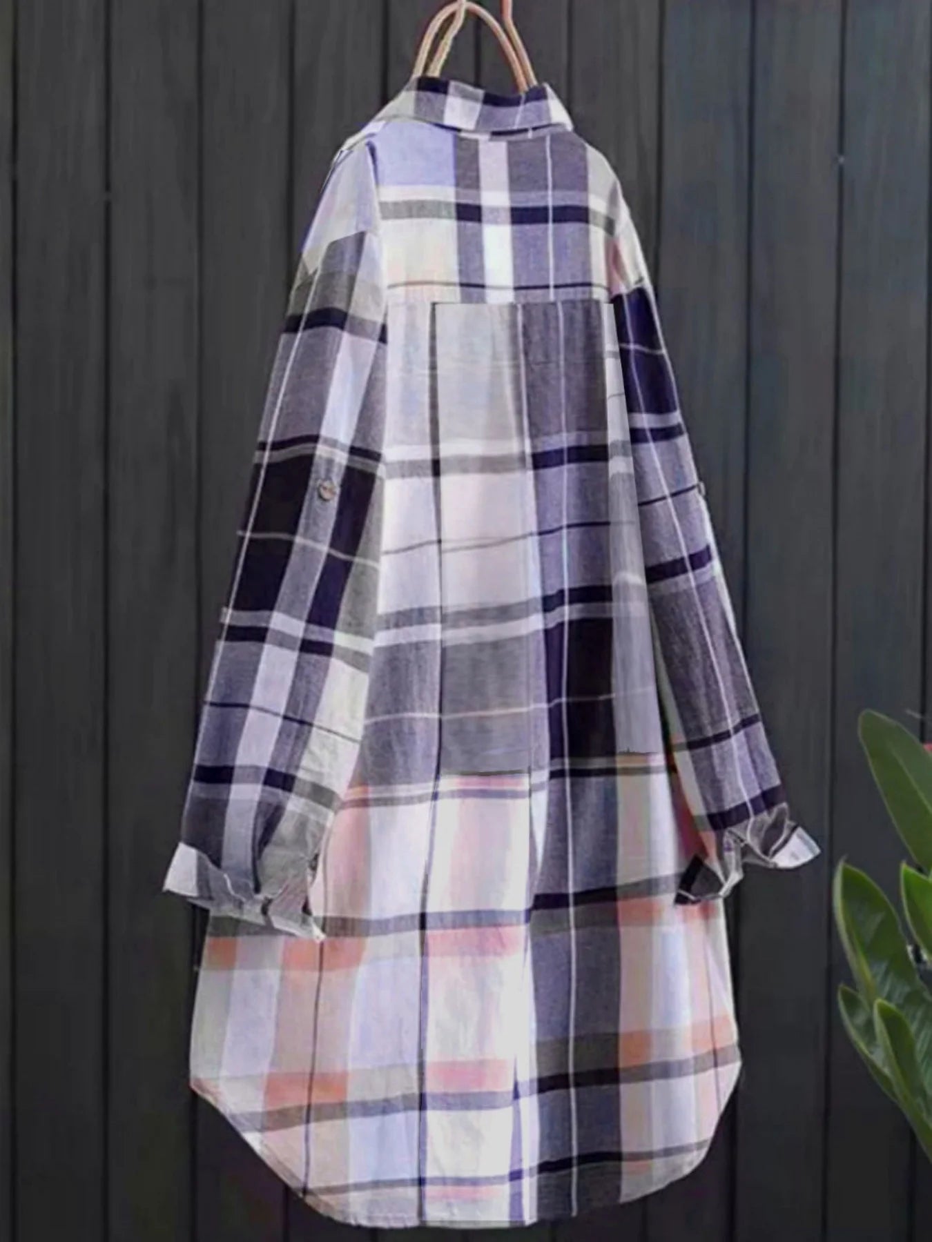 Plaid Charm Oversized Lapel Shirt