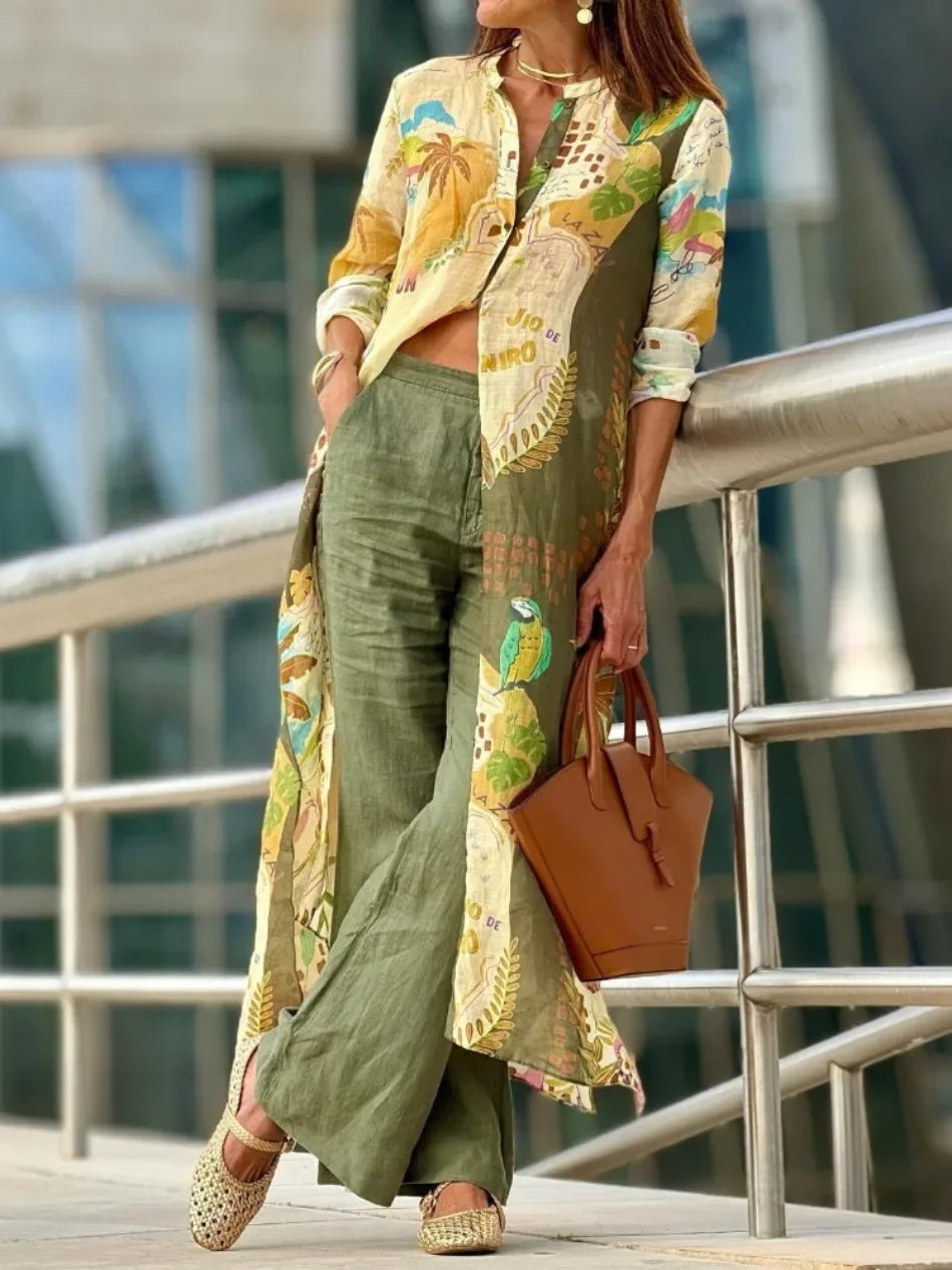 Breezy Bloom Printed Shirt Coat