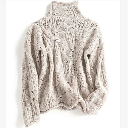 Solid Twist Hollow Knit Sweater