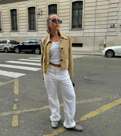 Lapel Pocket Short Jacket