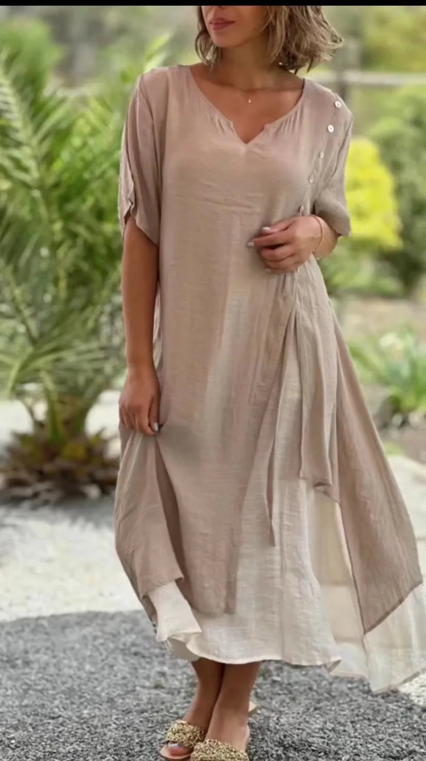 Layered Charm V-Neck Midi