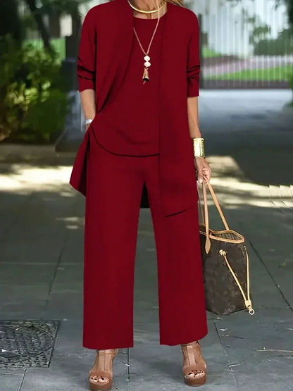 Women’s 3-Piece Casual Set — Cardigan, Tank & Pants