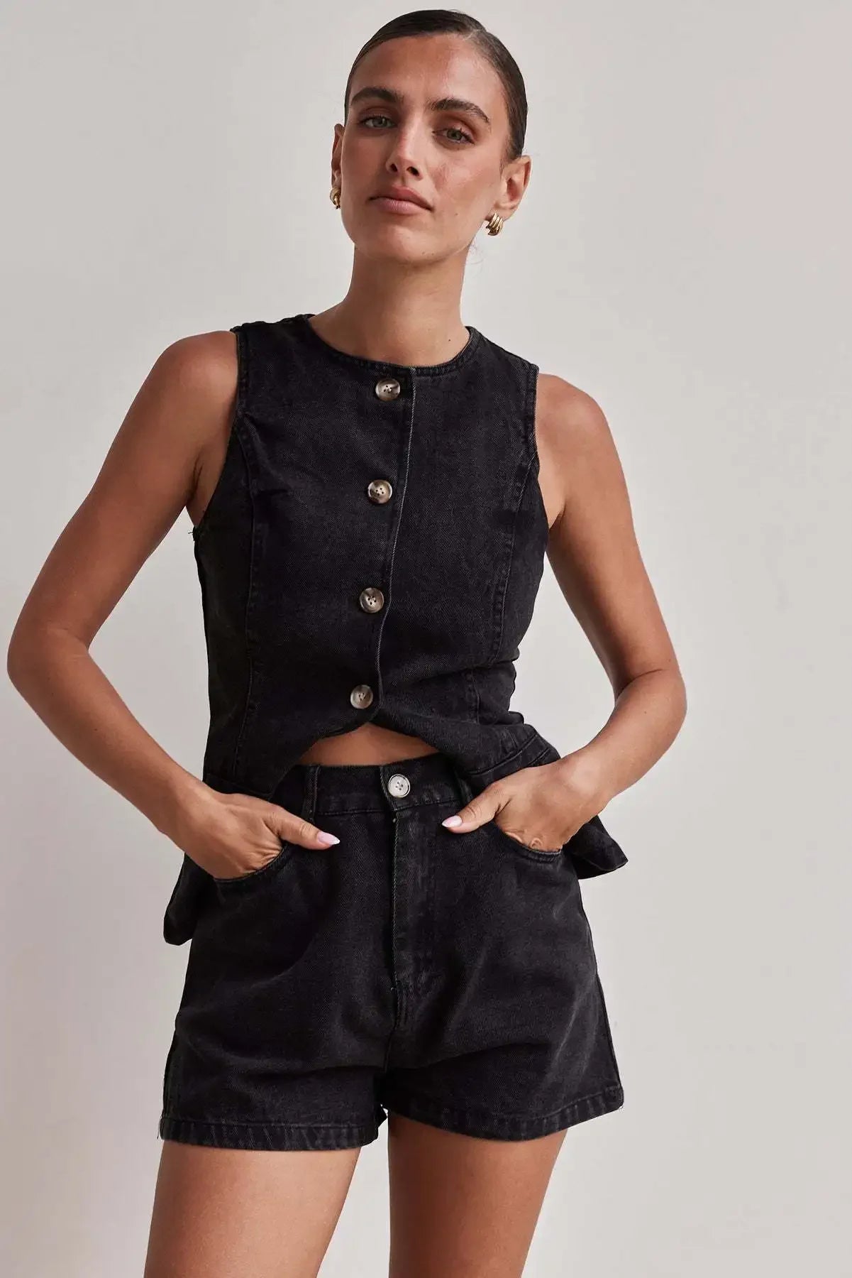 Sunset Chic Sleeveless Suit Set