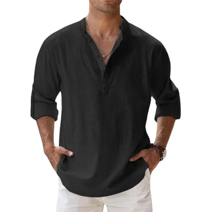 Lightweight Cotton Henley Beach Shirt