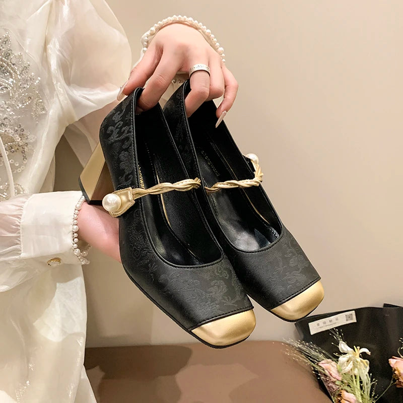 Elegant Charm Block Heel Pumps