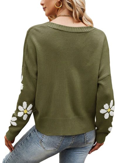 Blossom Knit V-Neck Button Cardigan