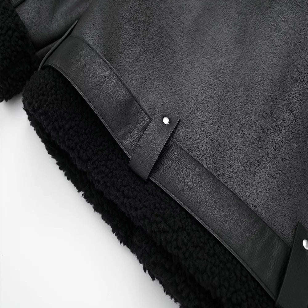 FurEdge Moto Style Faux Fur Jacket