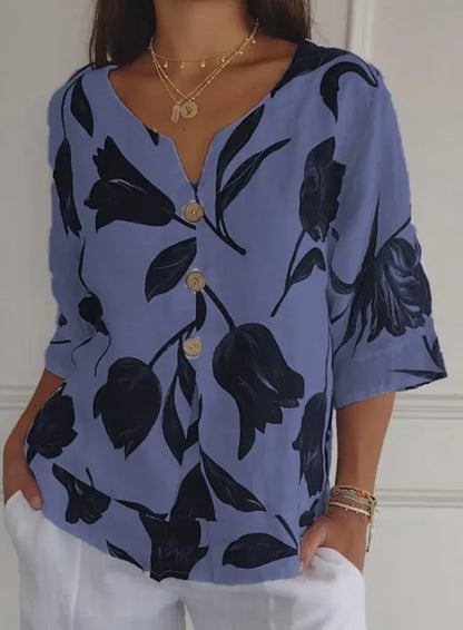 Meadow Breeze Cotton Linen Blouse