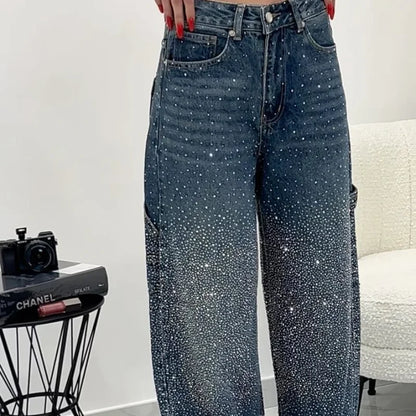 Spark Denim Rhinestone Straight Jeans