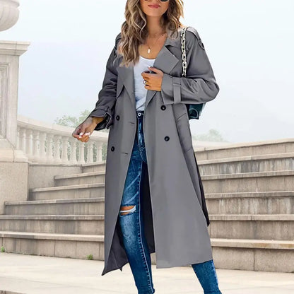Modern Long Lapel Trench Coat