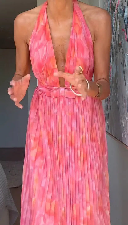 Elegant Deep V Backless Evening Dress