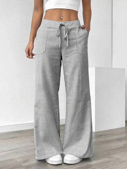 Striped Wide Leg High Waist Pants