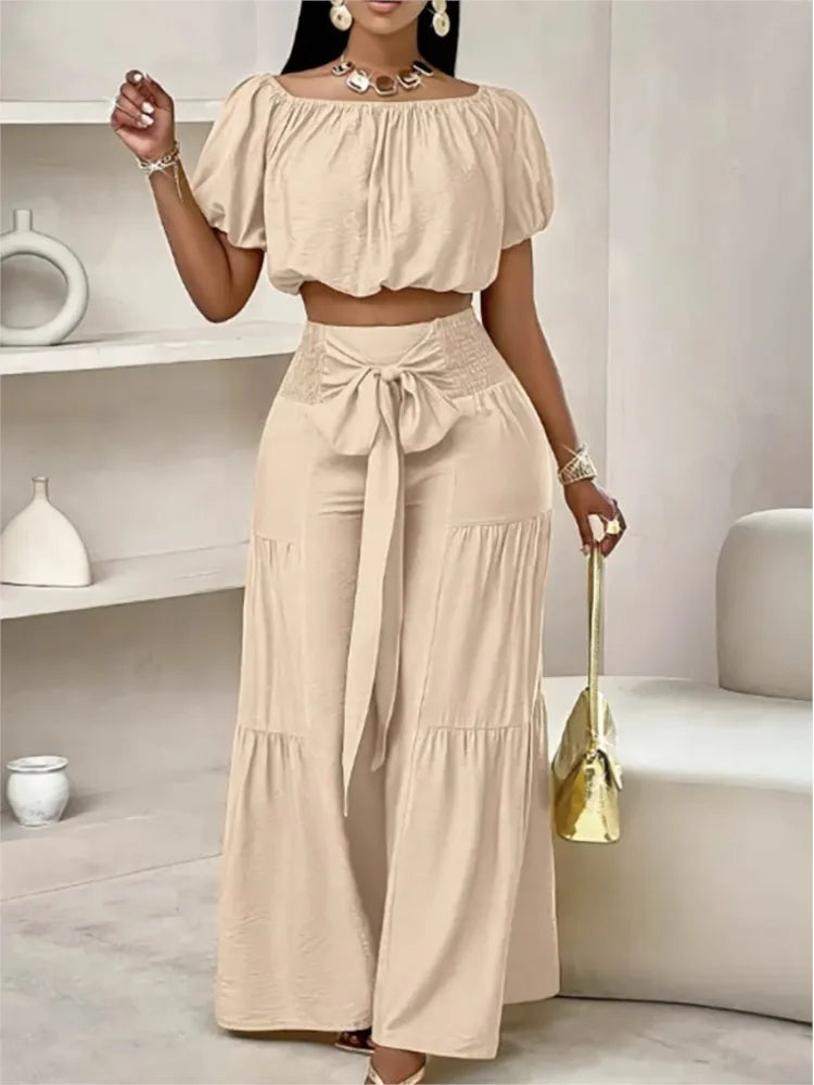 Luxe Curve One-Shoulder Pants Set