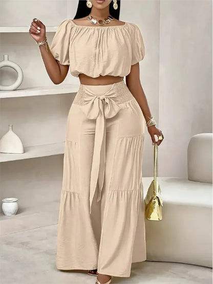 Luxe Curve One-Shoulder Pants Set