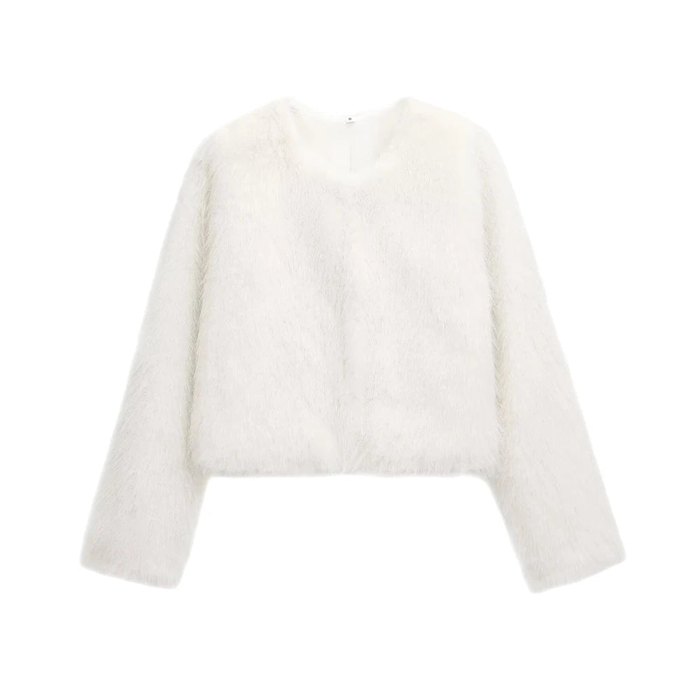 Plush Chic Cropped Faux Fur Jacket