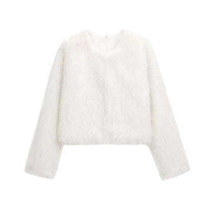 Plush Chic Cropped Faux Fur Jacket