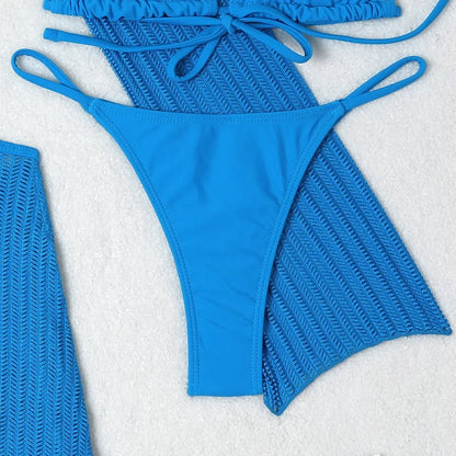 3-Piece Crochet Bikini & Cover-Up Set