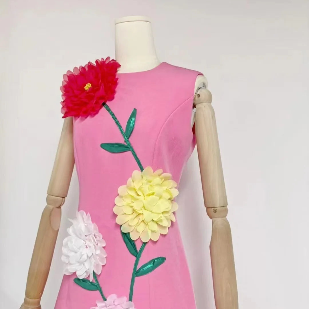 Floral Fusion 3D Print Dress