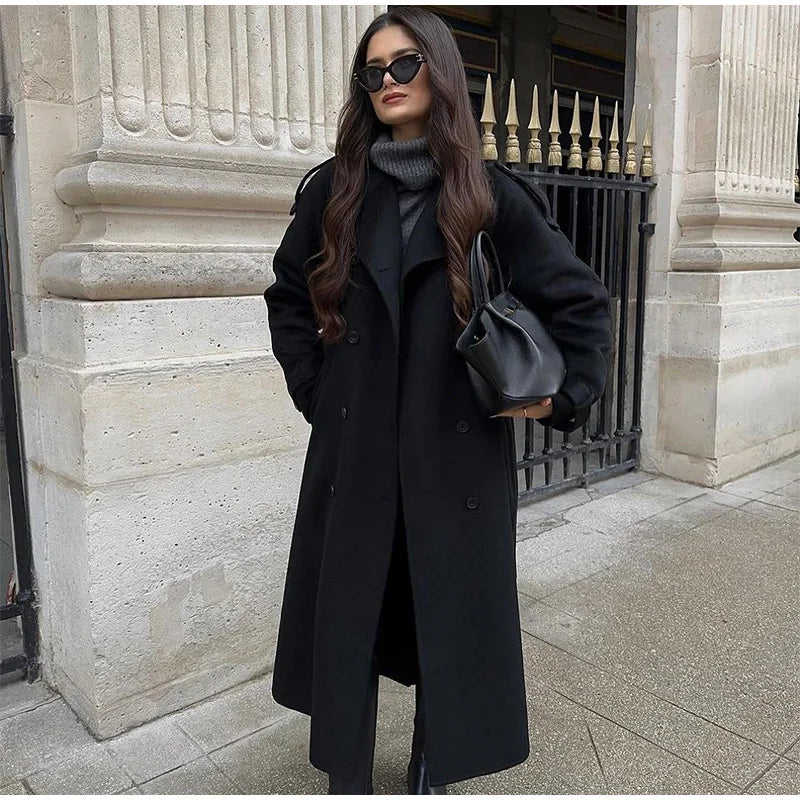 Fur Lapel Wool Overcoat