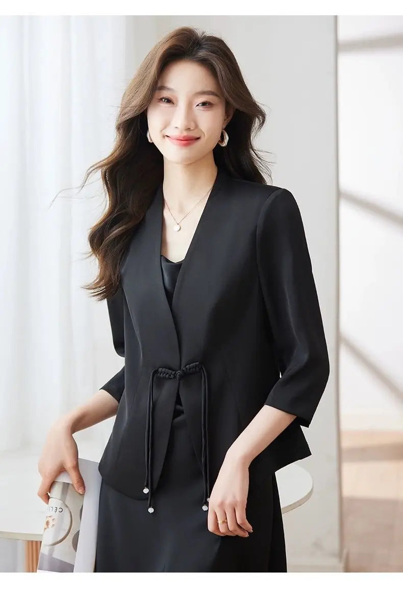 Slim Fit Short Sleeve Blazer Top