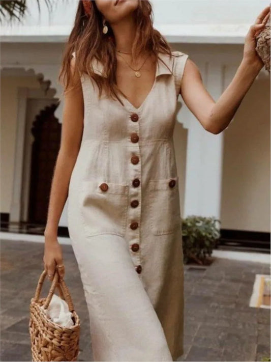 Radiant Muse V-Neck Summer Dress