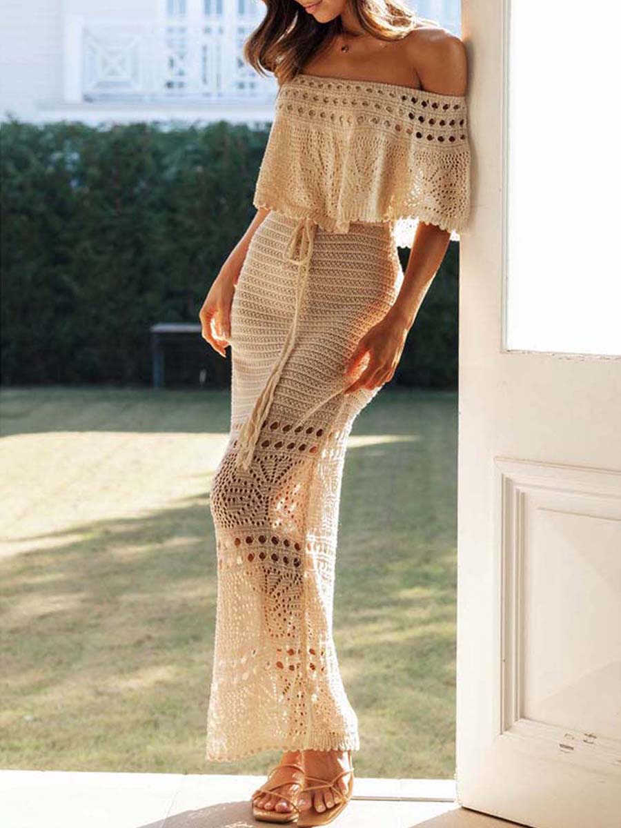 Off-Shoulder Knit Tube Maxi Dress