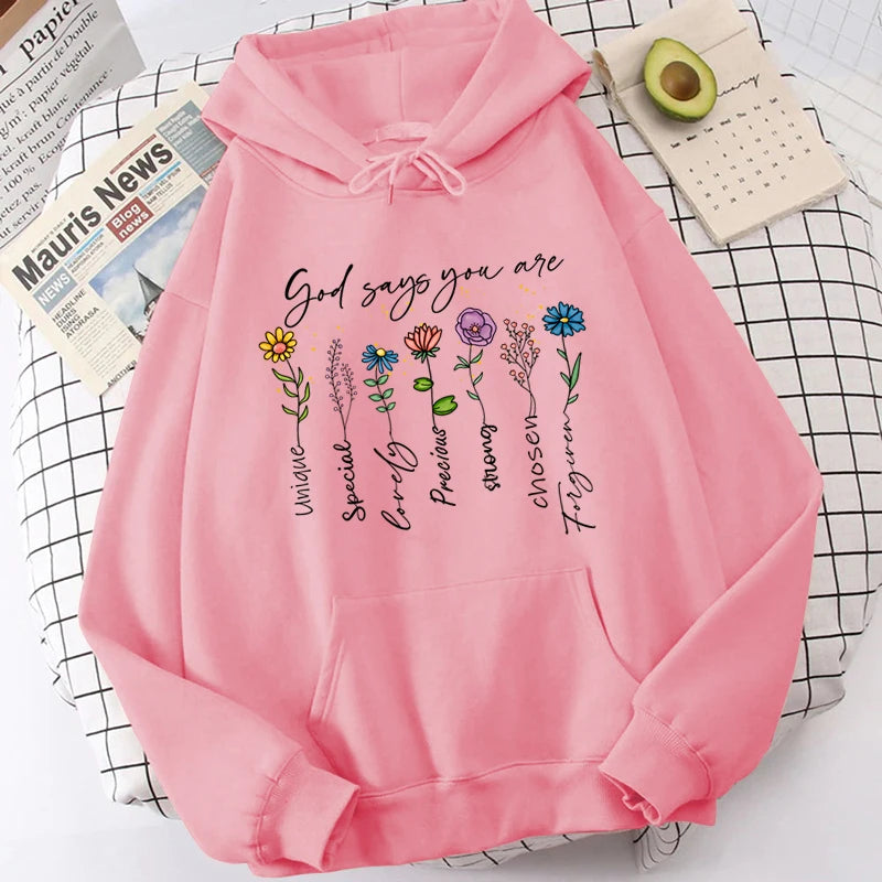 Funny Flower Print Hooded Sweatshirt