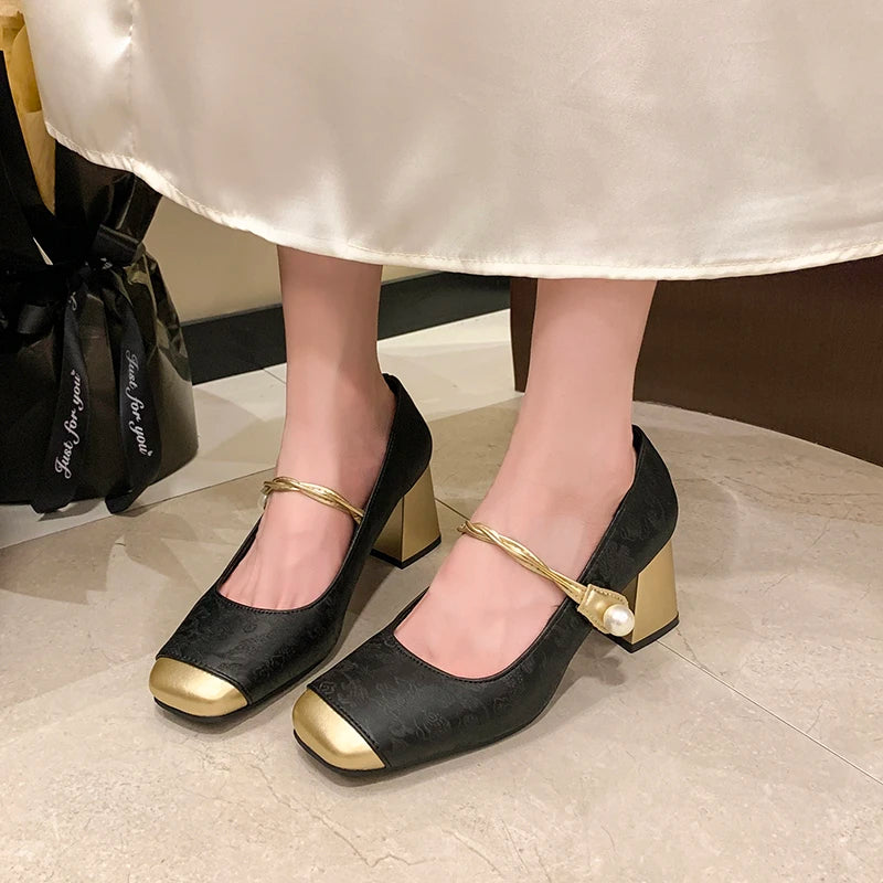 Elegant Charm Block Heel Pumps