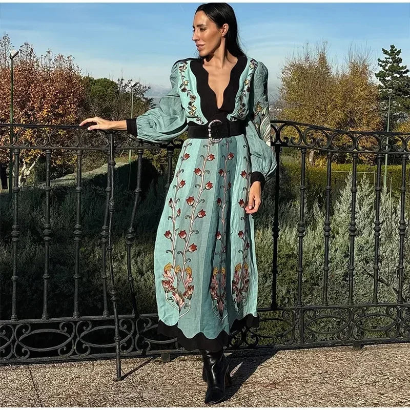 Chic Patchwork Floral Maxi Dress