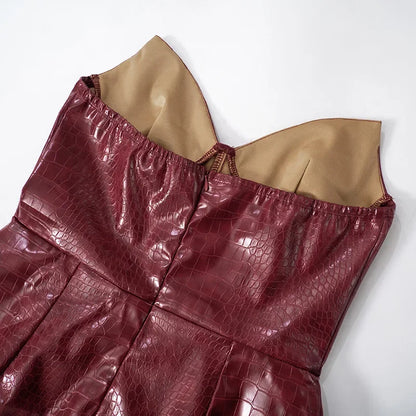 Midnight Luxe Strapless Leather Dress