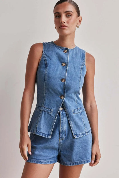 Sunset Chic Sleeveless Suit Set