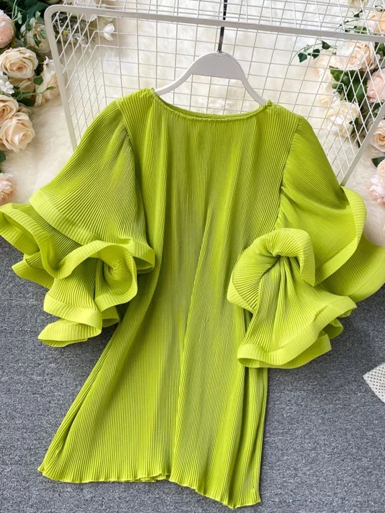 Flutter Grace Pleated Chiffon Blouse