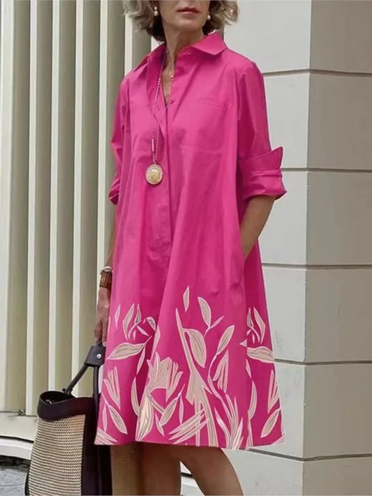 Autumn Muse Printed Shirt Dress