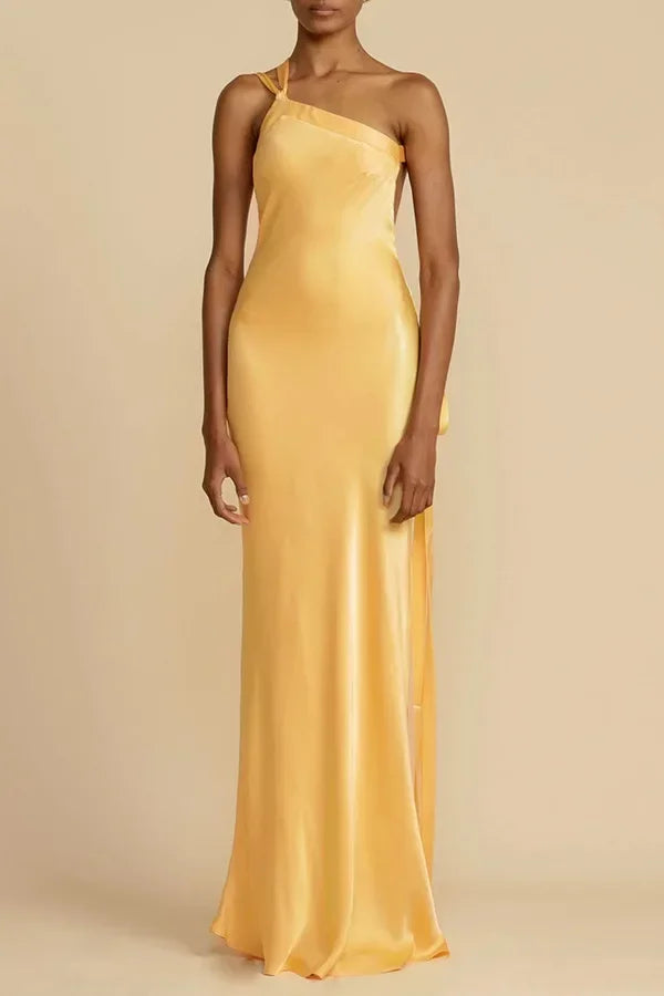 Crimson Allure One-Shoulder Maxi Dress