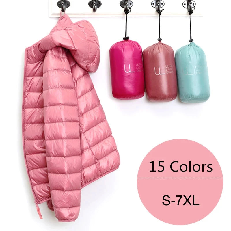 Women's Lightweight Hooded Duck Down Puffer Jacket