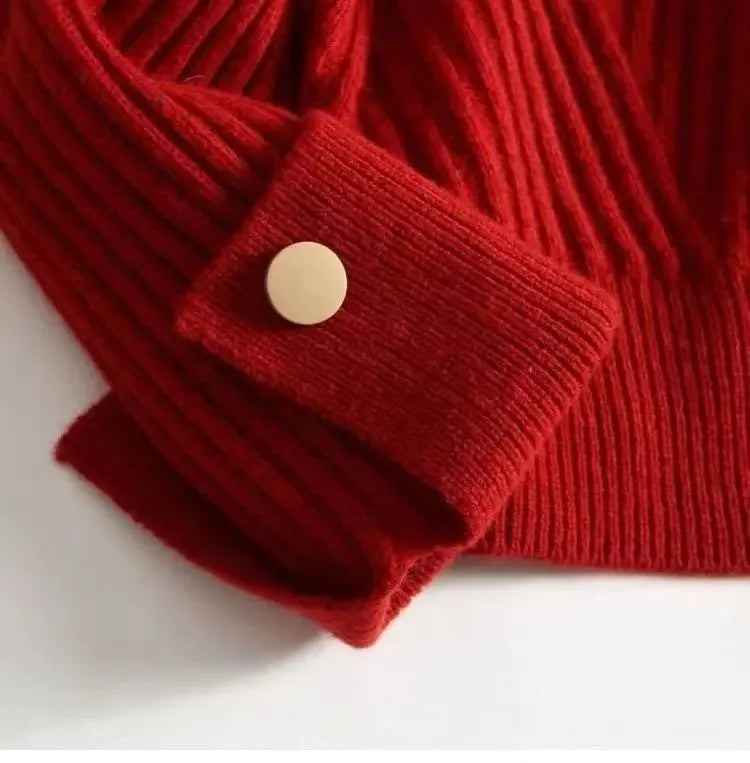 Stripe Aura Irregular Turtleneck Sweater