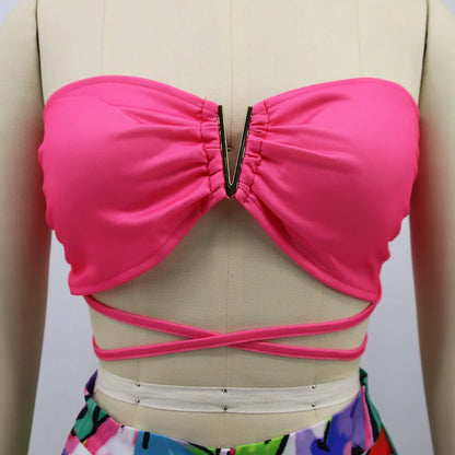 Vivid Bloom Strapless Trouser Set