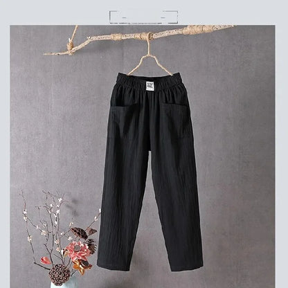 Casual Cotton-Linen Harem Pants