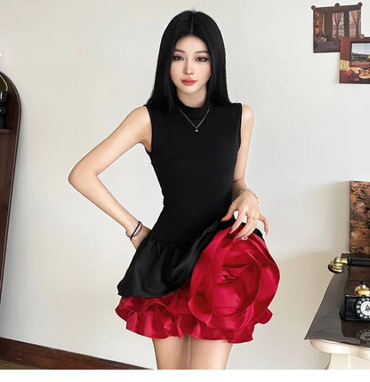 3D Floral Patchwork A-Line Dress