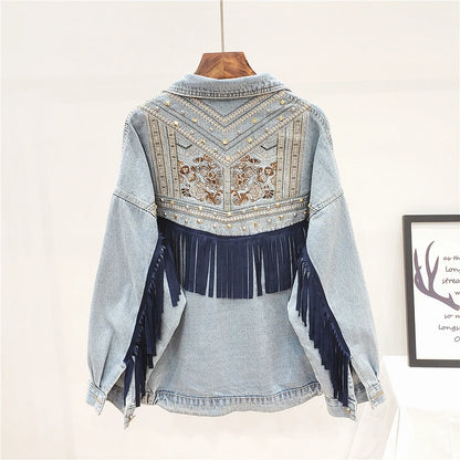 Boho Bloom Embroidered Denim Jacket