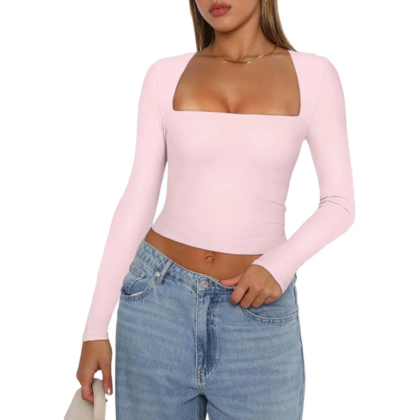 Street Muse Cropped Solid Long Sleeve Tee