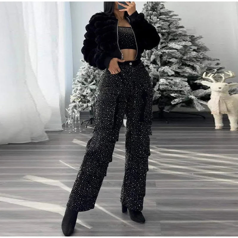 Bright Drill High Waist Work Jeans