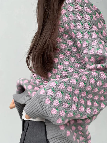 Cozy Strawberry Knit Sweater