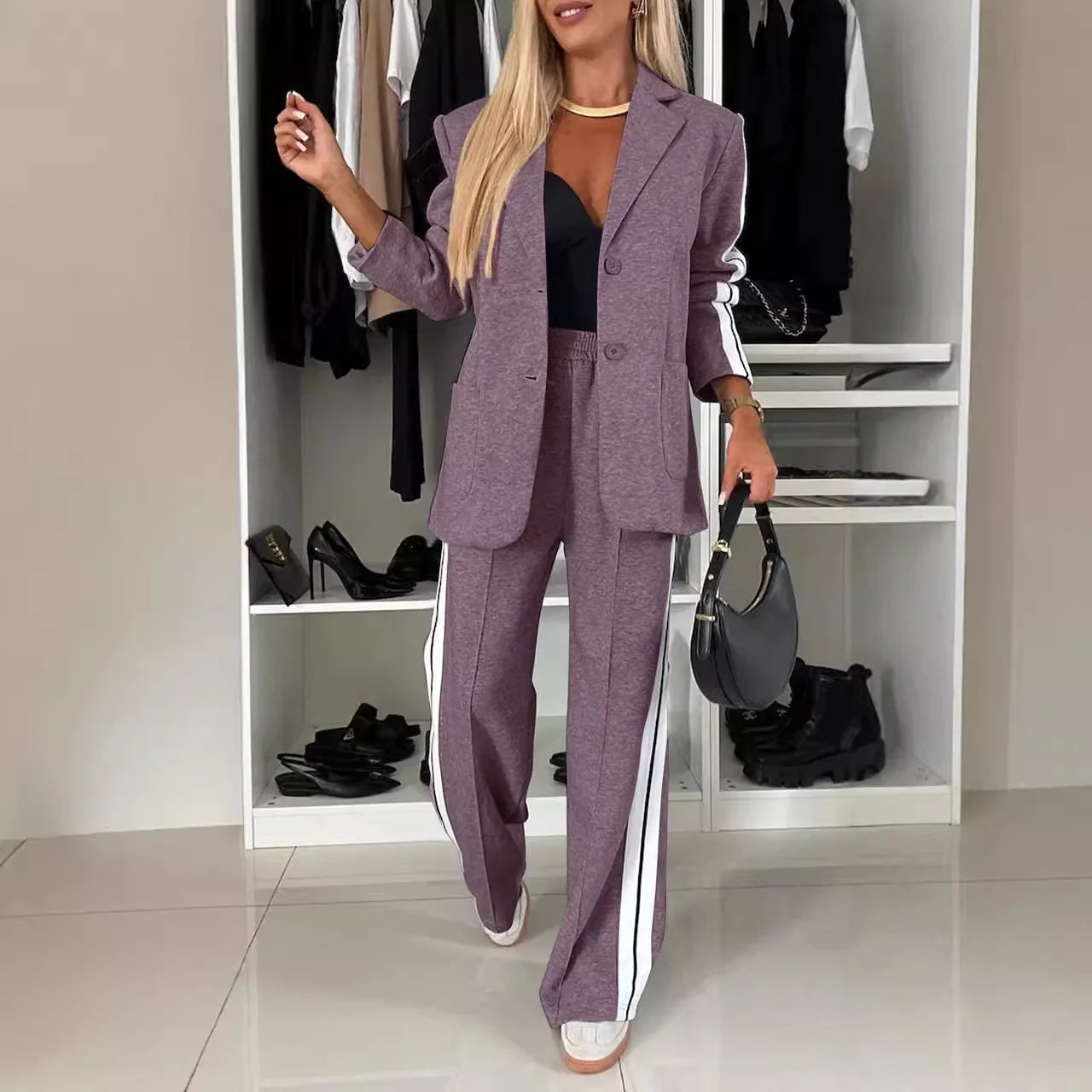 Stylish Blazer Two-Piece Suit Set